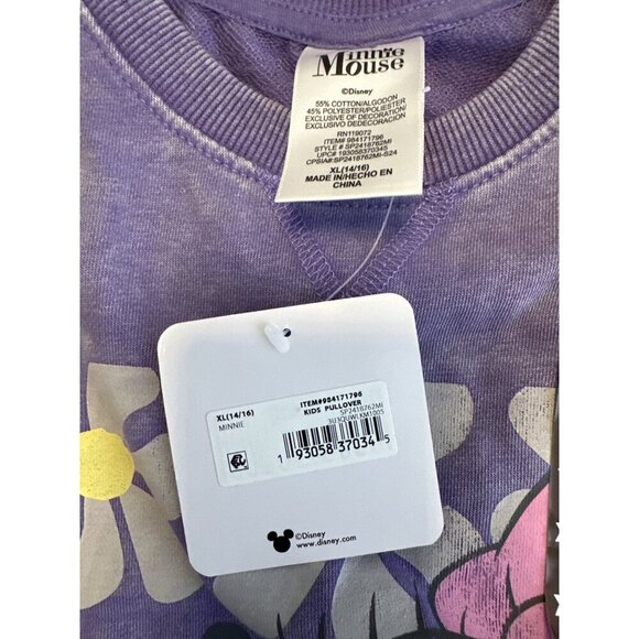 Disney Minnie Mouse Purple Sweatshirt XL 14/16 Girls, NEW - Picture 6 of 7